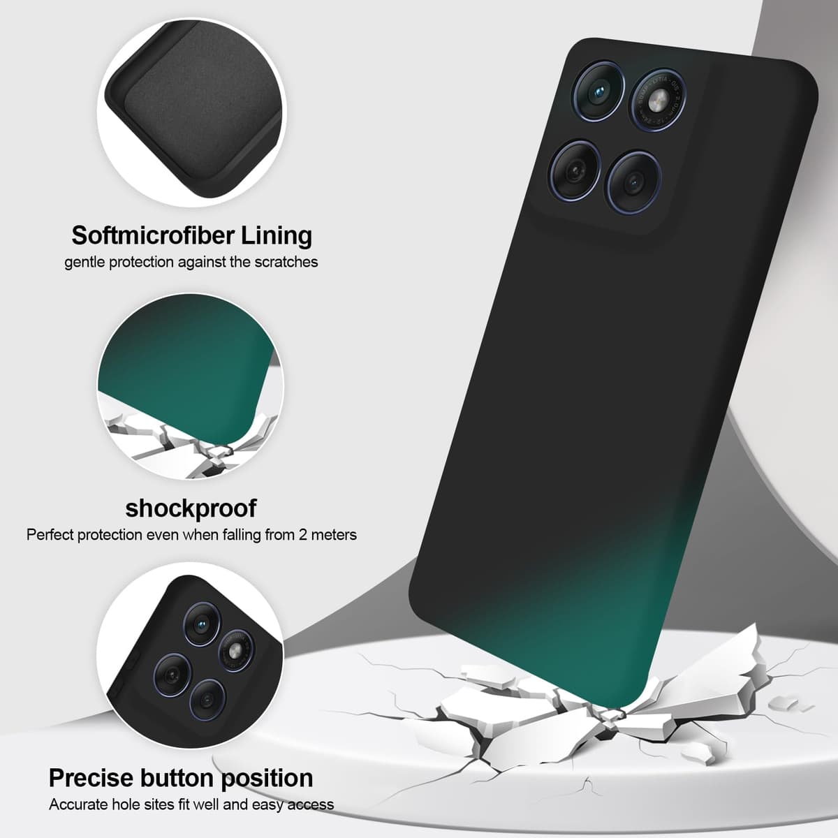 GiiYoon Funda para Motorola Edge 60 Fusion/Edge 60, Case de Silicona Suave de TPU Carcasa Protector de Goma Fexible Prueba Liviano y a Delgado de Golpes Antirrayas para Teléfono (Negro) — view 2