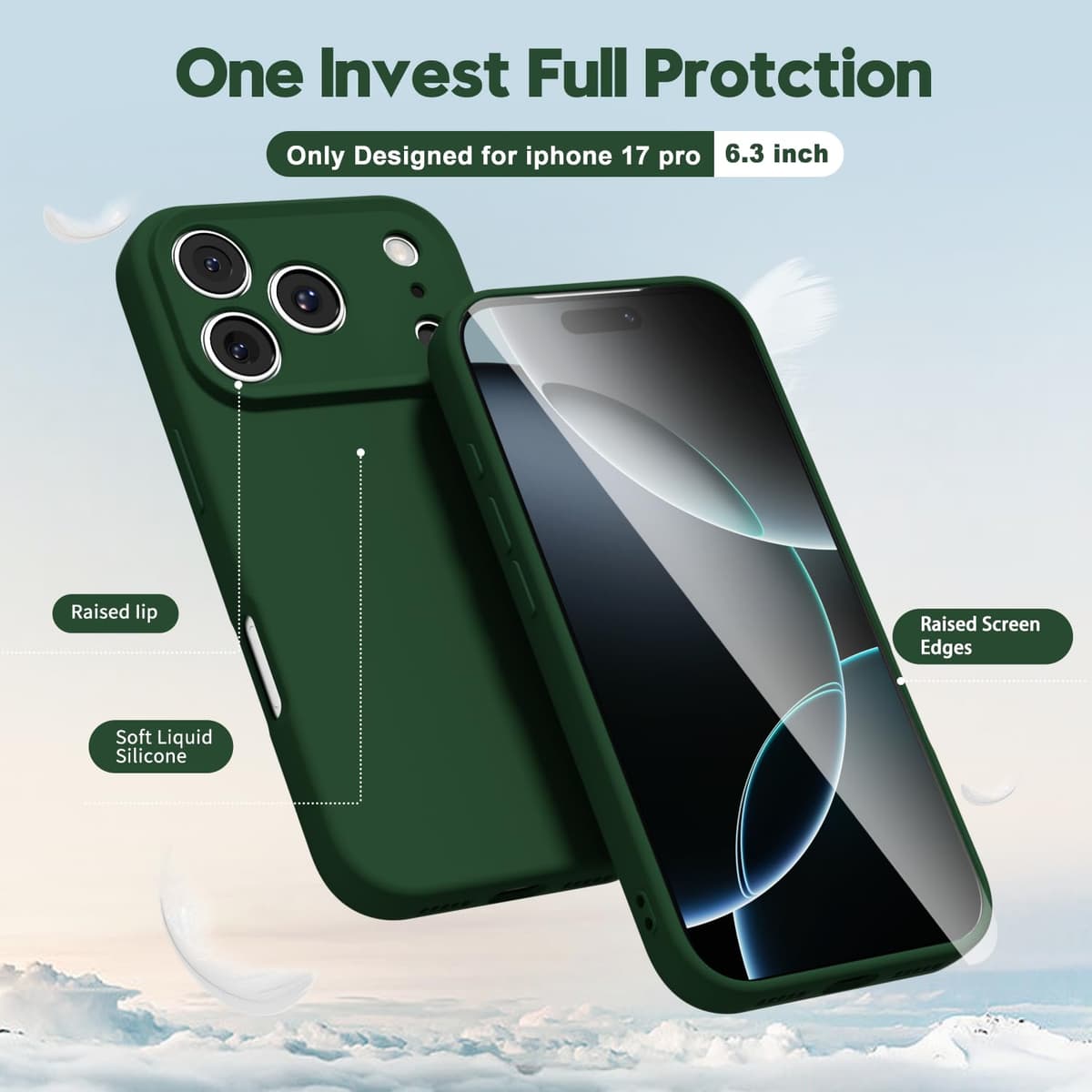 oakxco for iPhone 17 Pro Max Phone Case Liquid Silicone, Cute Thin Slim Grip Soft Rubber Gel for Women Men, Smooth Matte TPU Plain Solid Color Girly Simple Case with Camera Cover, Light Pink — view 1132
