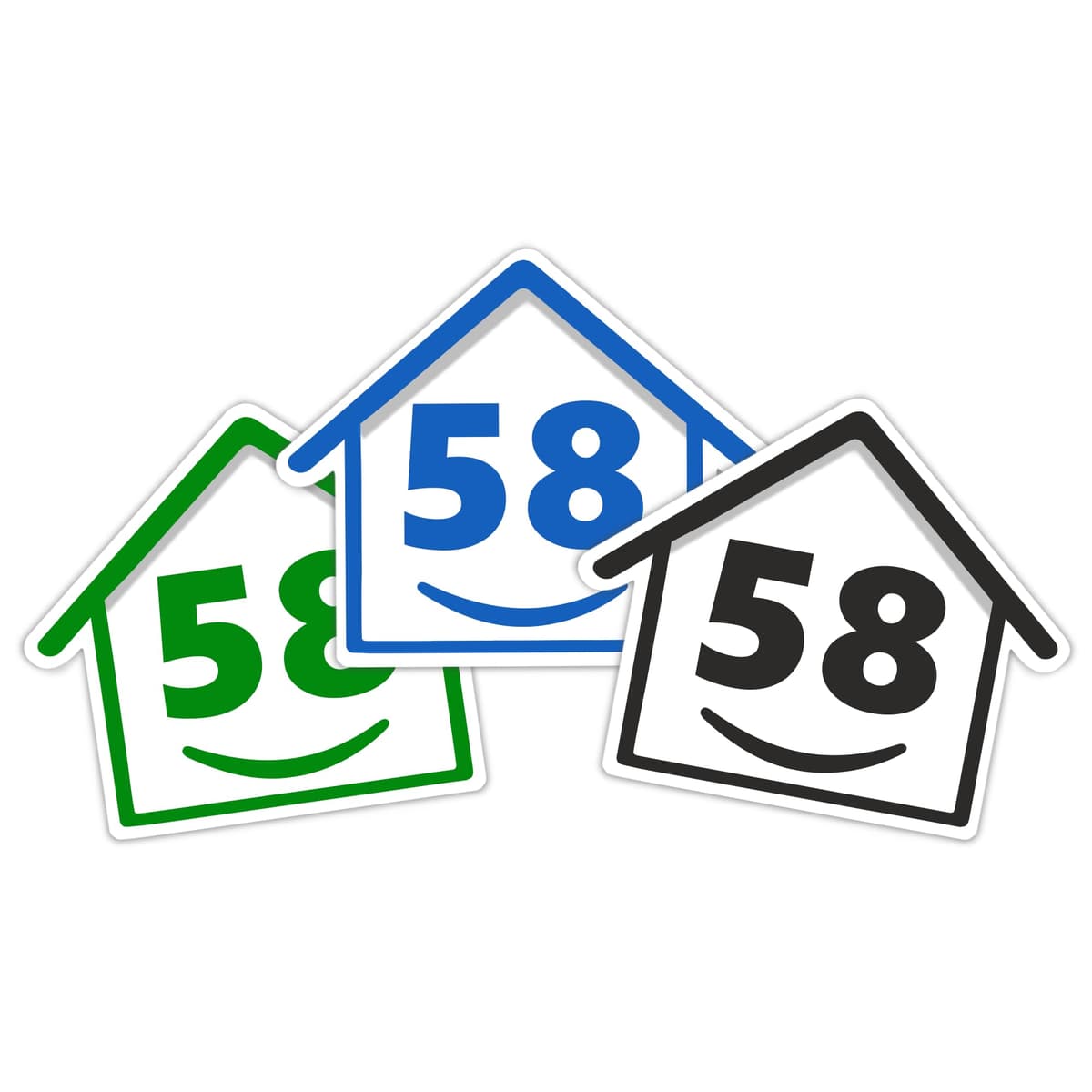 3 x Bin Numbers for Wheelie Bins, 1-99, 15cm ‘Happy House’ Colour Design Dustbin Stickers, Easy Application Stick On Number Stickers - Weatherproof Self Adhesive Vinyl – Blue, Black and Green (1) — view 26