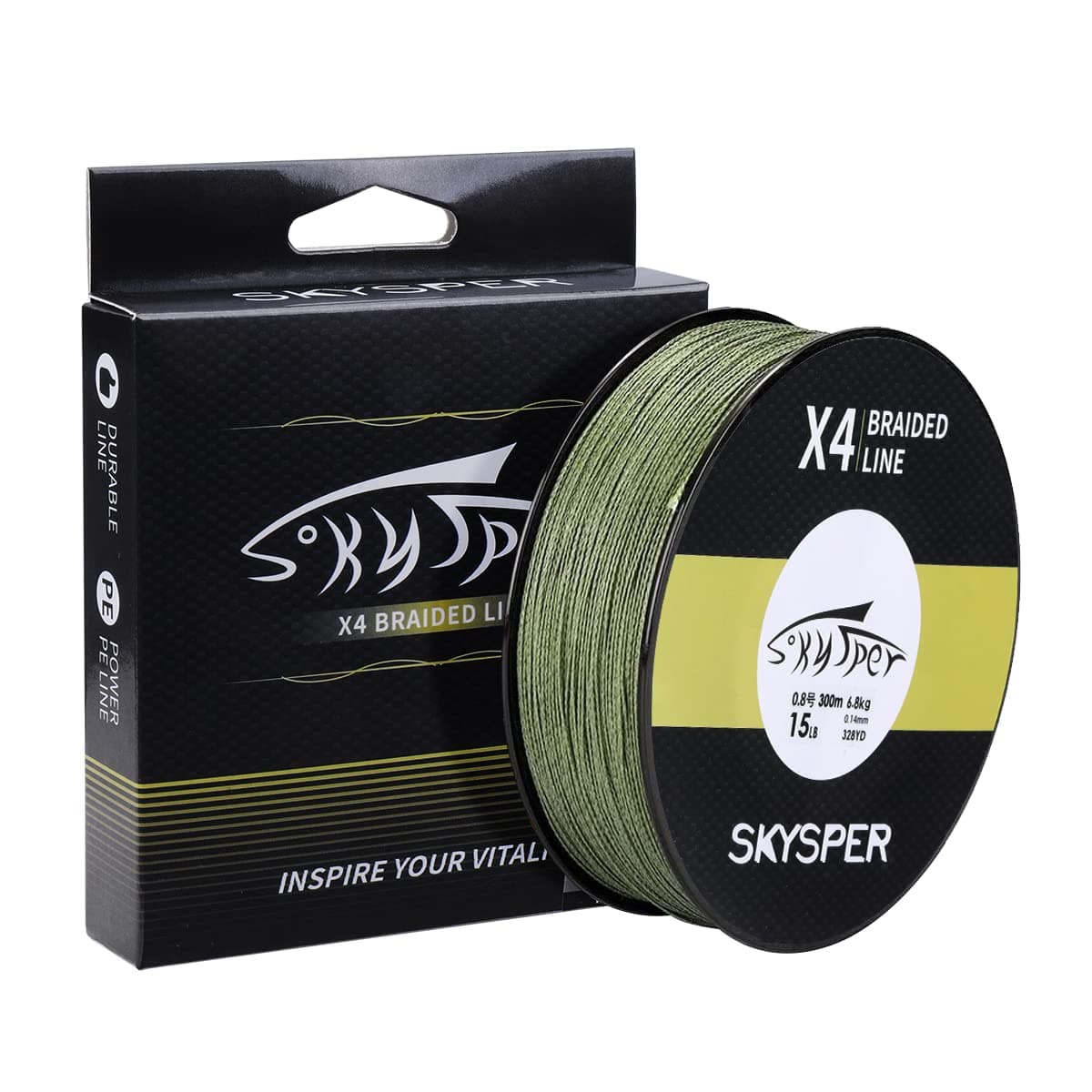 SKYSPER Trenzado de Pescar X4 Trenzado de 4 Hilos 300/500/1000 m PE Sedal Trenzado Super Suave Fuerte de Polietileno Línea de Pesca 15-100LB Profesional Hilo Trenzado para Pesca en mar