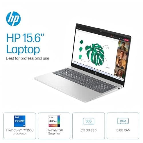 HP 15.6" Touchscreen Laptop 2026, Windows 11 Pro, Intel Core i7-1355U(up to 5.0 GHz), 15.6 inch FHD Touch Screen, 16GB RAM, 512GB SSD, Copilot AI, Fast Charge, for Business Student, Accessories
