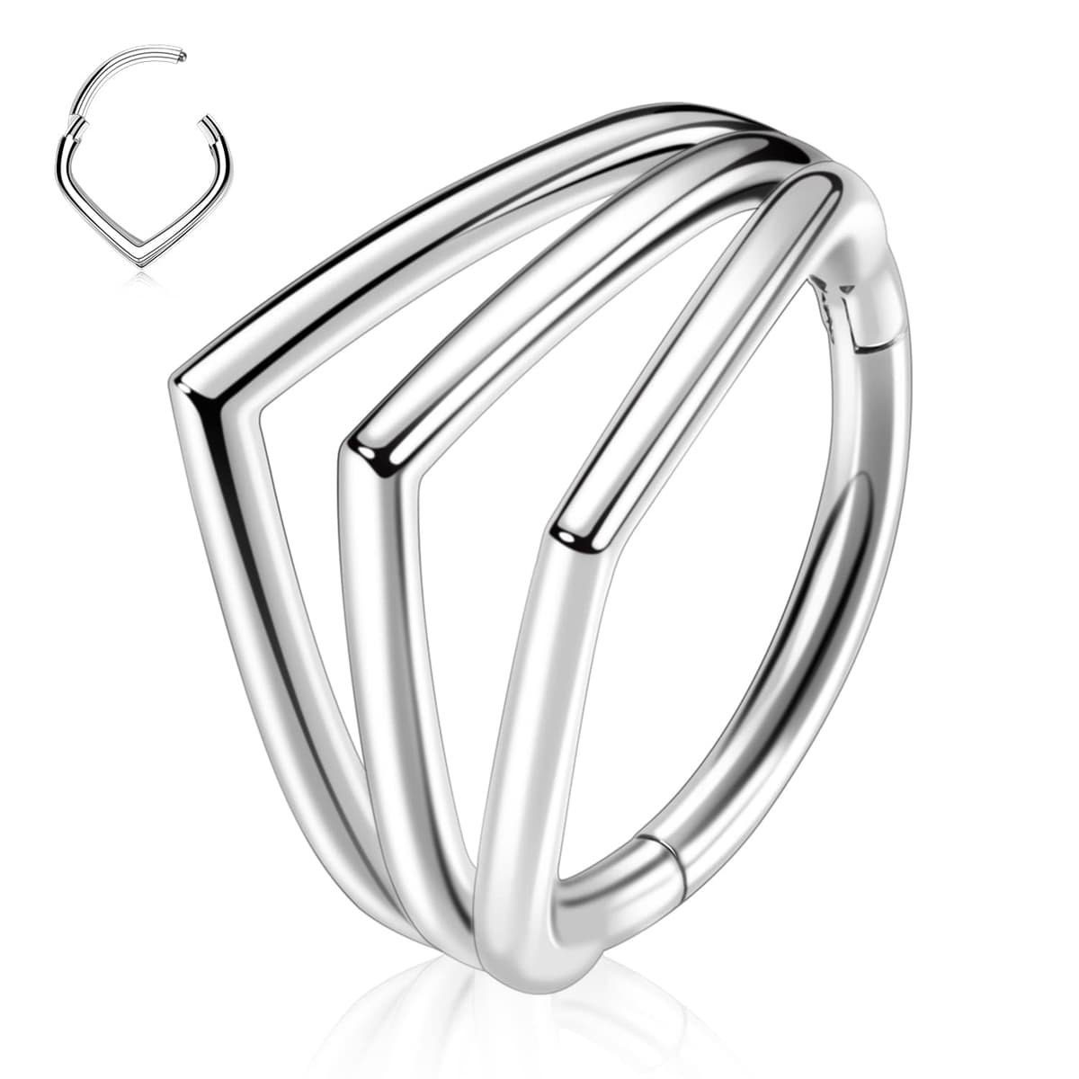 hengkaixuan Triple Double Nose Hoop Ring Sleeper Hoop Earring Helix Rook Conch Cartilage Daith Tragus Earrings Septum Ring Lobe Nose Piercing Jewellery for Women — view 21