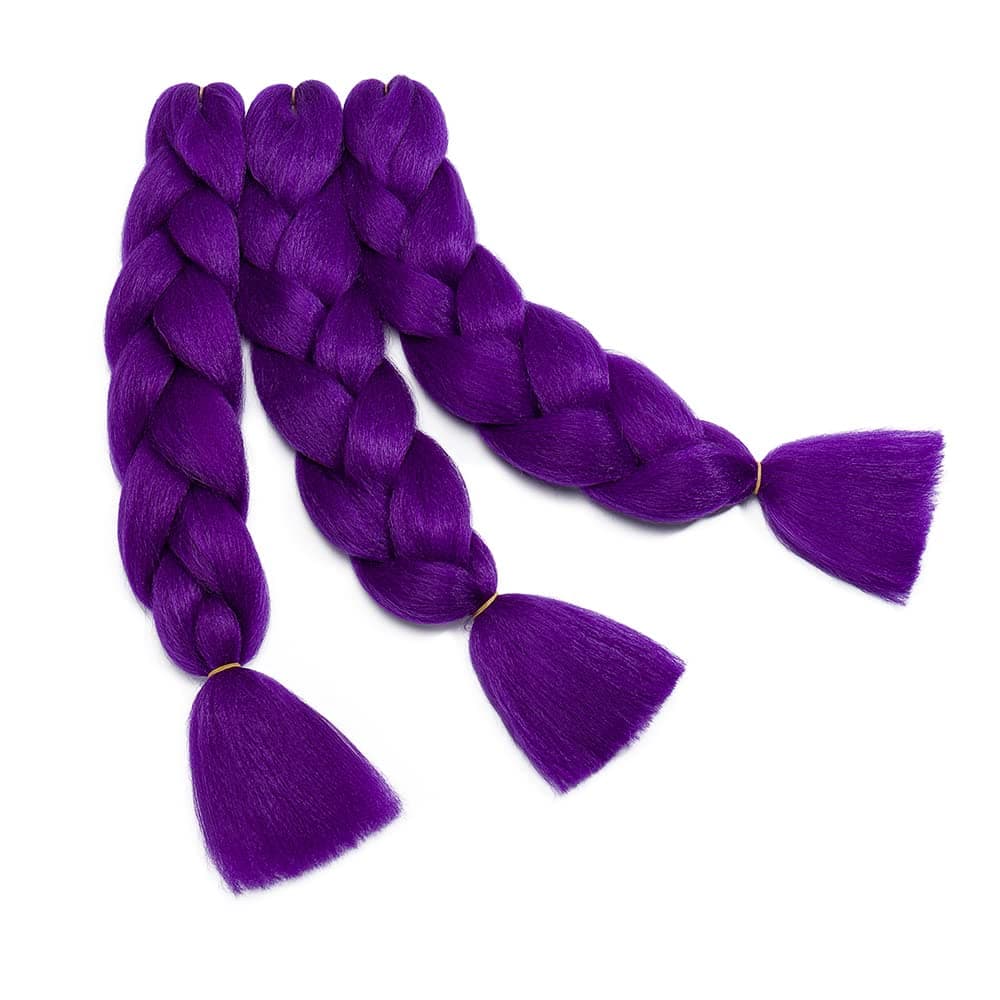 24" Braiding Hair Extension Jumbo Braids Synthetic 3bundles/pack Crochet Hair Afro Box Braid Heat Resistent (Dark Purple) — view 4