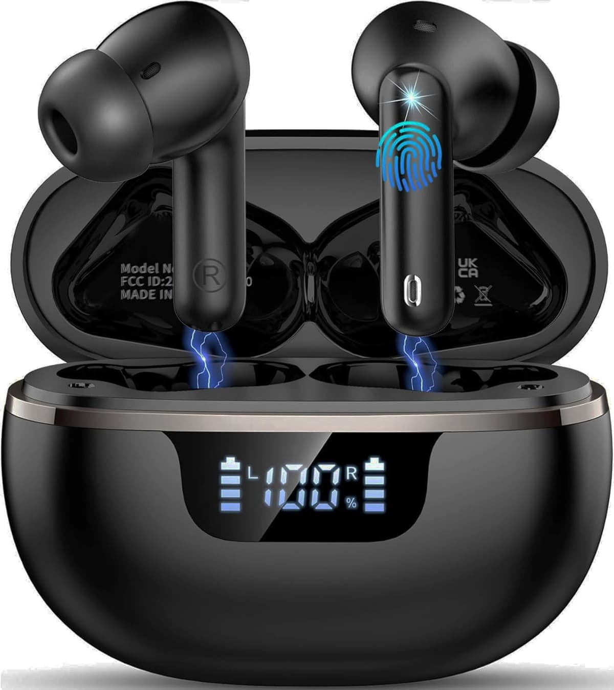 Auriculares Inalambricos Bluetooth, 2026 Cascos Inalambricos Bluetooth 5.4 HiFi Estéreo, 45 Horas Auriculares inalámbricos con ENC Cancelacion Ruido, IP7 Impermeable/Pantalla LED/Carga Rápida Tipo-C — view 10