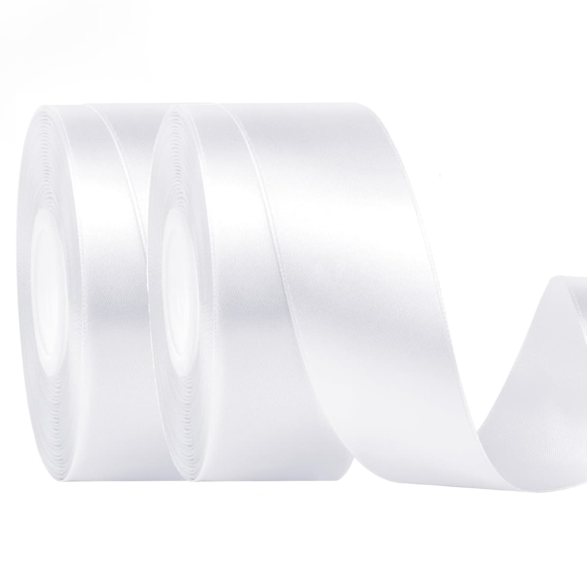 40mm Wide White Ribbon Thick Wedding Car Ribbon 22m, 1.5 inch Thick White Satin Ribbon for Gift Wrapping Wedding Car Christmas Birthday Cake Hair Bow Florist Bouquet Crafts Decorations — view 57