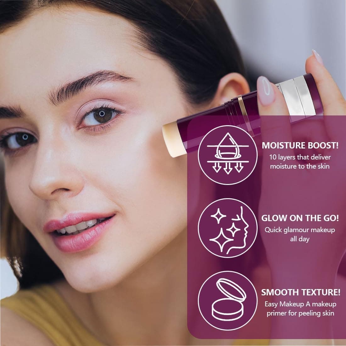 Bálsamo Multifuncional de Calcio y Colágeno en Barra – Pack de 2 – Crema Facial Coreana Rejuvenecedora – Stick Coreano Antiarrugas con Efecto Lifting para Rostro, Ojos, Cuello y Labios — view 6