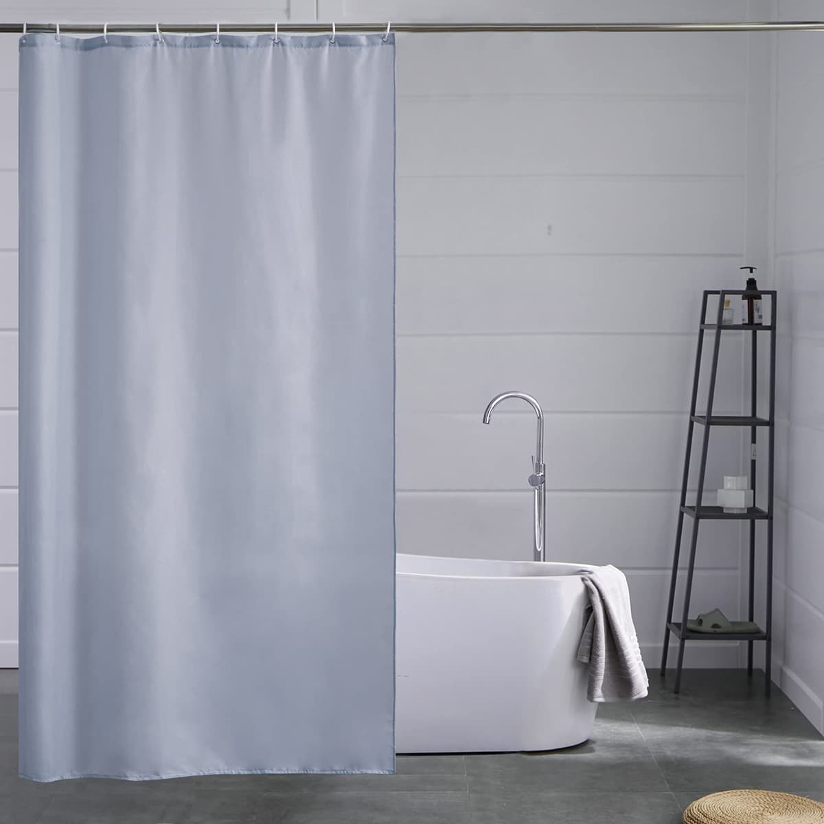 Furlinic Cortina Ducha 200x200cm Antimoho Impermeable Lavable Blanco Tela Poliéster Grandes Cortinas de Baño con 12 Aros de Cortina Ducha. — view 154