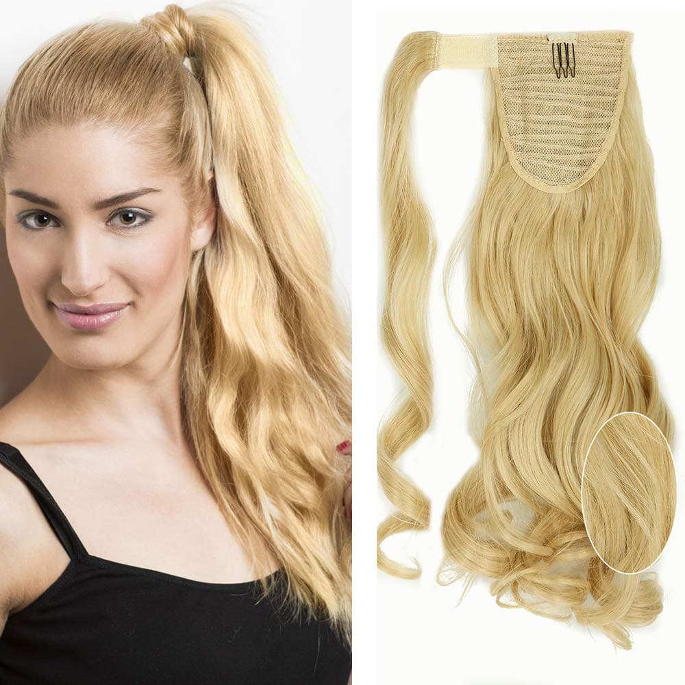 17"(43cm) SEGO Ponytail Long Synthetic Hair Looks Natural [Red Brown/Orange] Clip in Hair Extensions Curly Tail Ponytail Extension (90g) — view 97