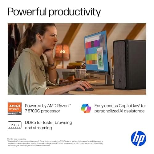 HP Secure & Productive Business Tower Desktop, AMD 8-Core Ryzen 7(Beat Intel Core i9-11900K), 16GB DDR5 RAM, 1TB Storage(512GB SSD & 500GB HDD), HDMI + DP, RJ-45, USB-C, Windows 11 Pro — view 2