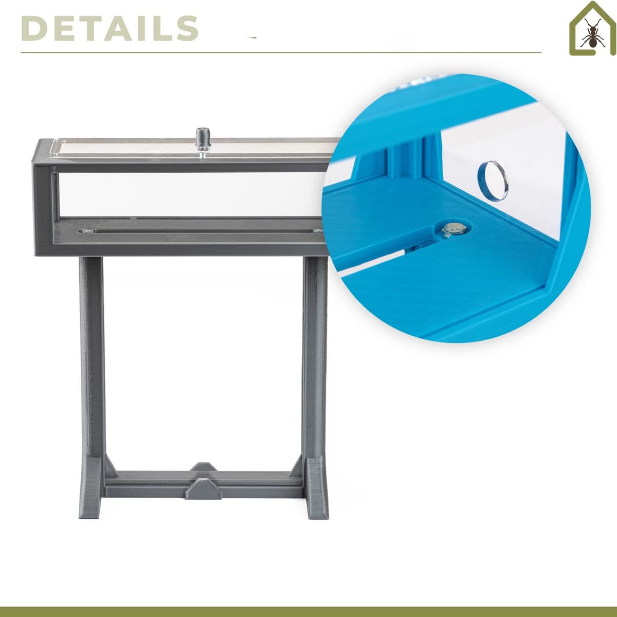 Anthouse.es - Kit Hormiguero Acrílico de Arena en Forma de T 3D - Sándwich y Caja de Forrajeo - Hormiguero con Hormigas Vivas Incluidas (Reina, Obreras, Huevos y Larvas) - Color Gris — view 3