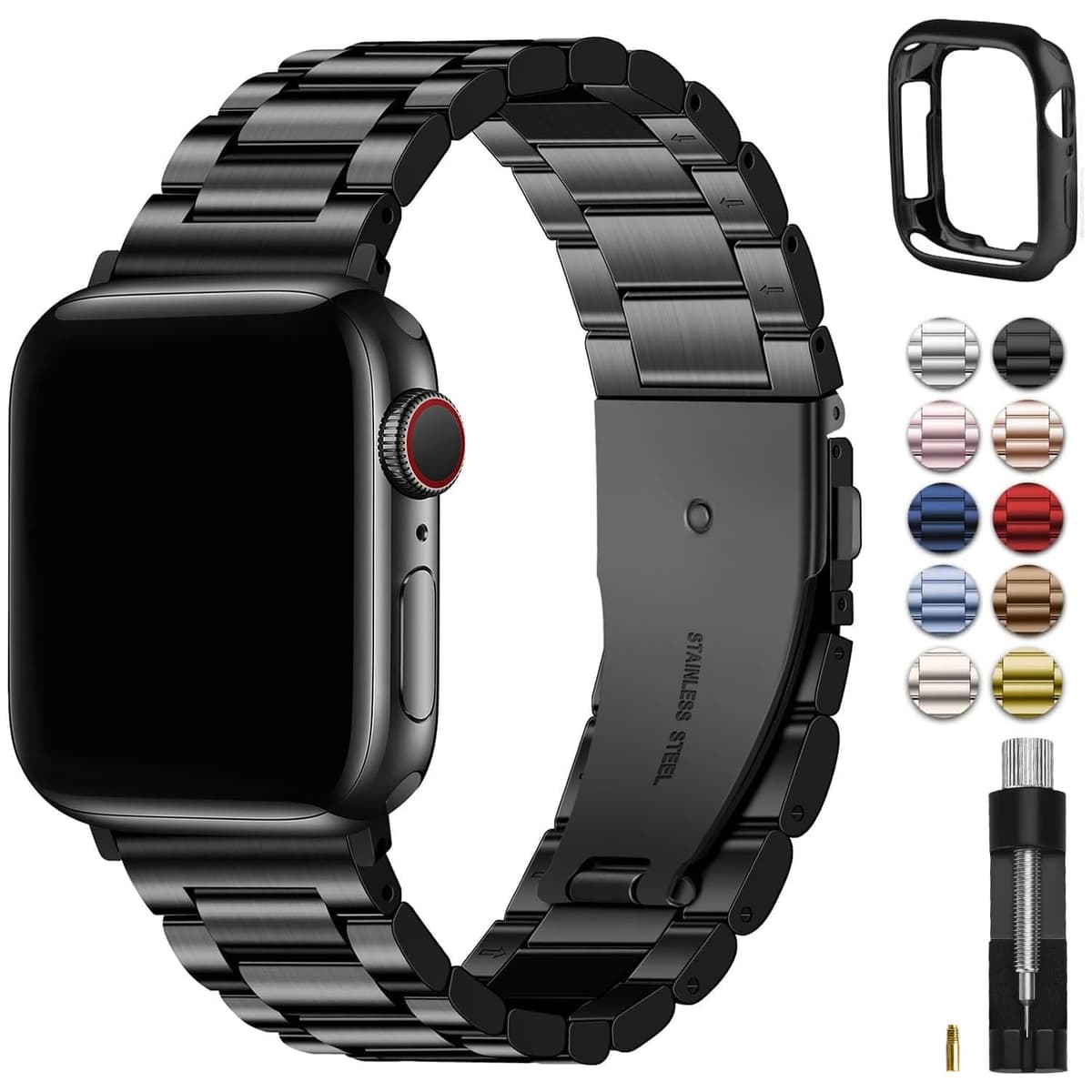 Fullmosa Metal Band with Case for Apple Watch 45/44/42/46/49/41/40/38mm