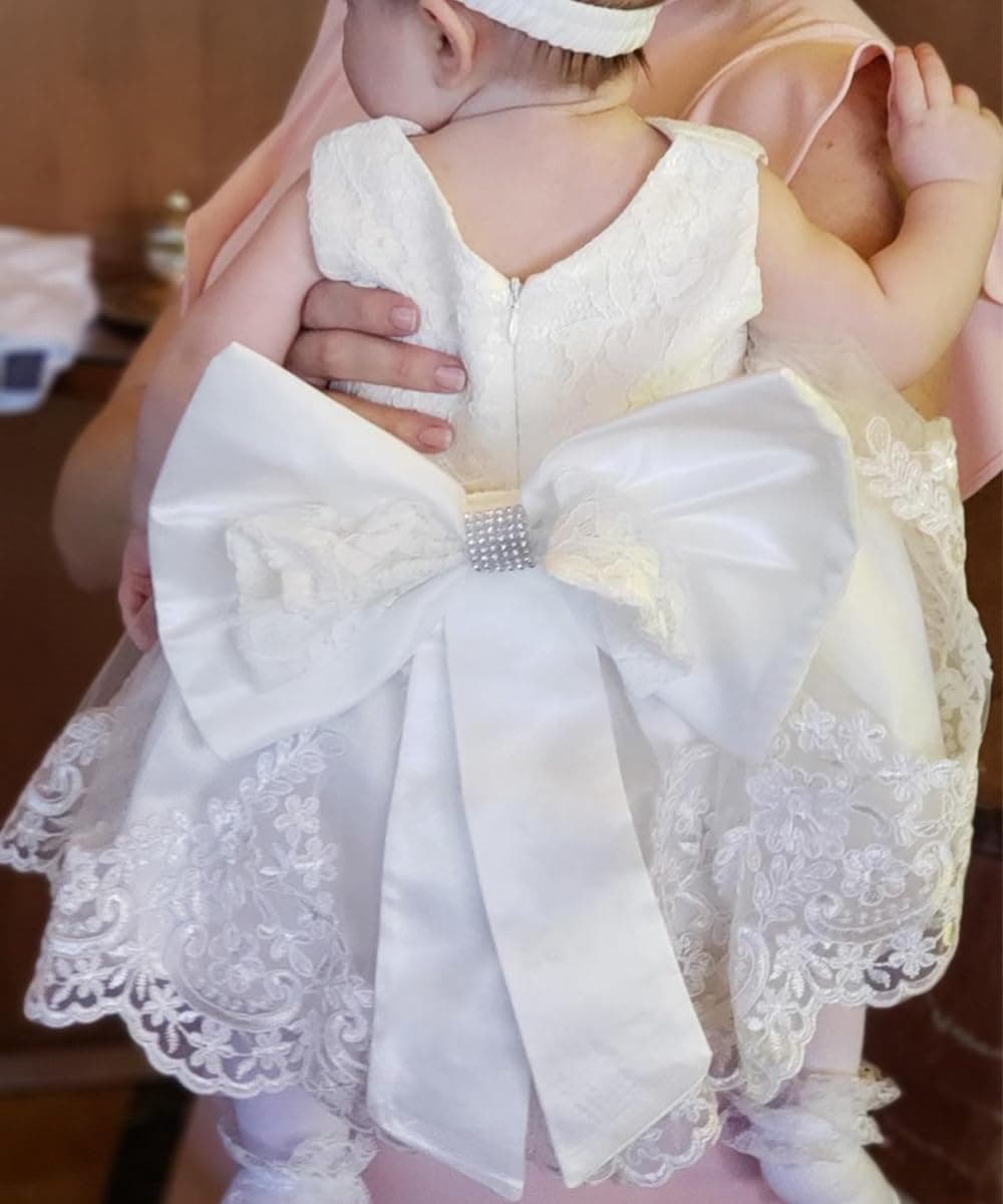 LZH Baby Girls Flower Wedding Dress Toddler Birthday Party Pageant Baptism Christening Tutu Gown Bowknot Dress — view 3
