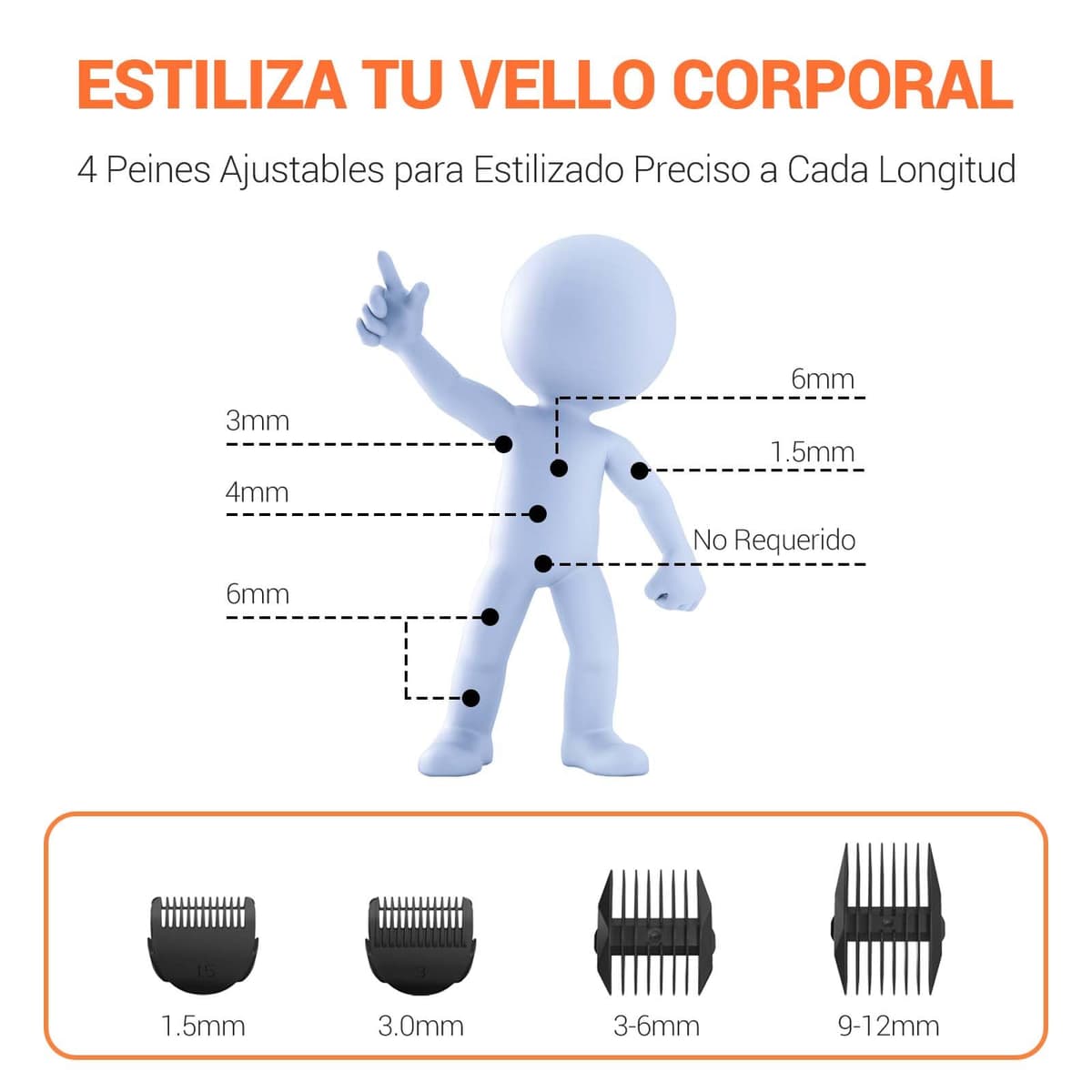 MANSPOT Afeitadora Corporal Masculina, Depiladora Corporal Hombre Electrica con Cuchilla de Cerámica Desmontable y Protección IPX7, Rasuradora Hombre Recargable USB para Cuerpo, Zona Intima, Genitales — view 8
