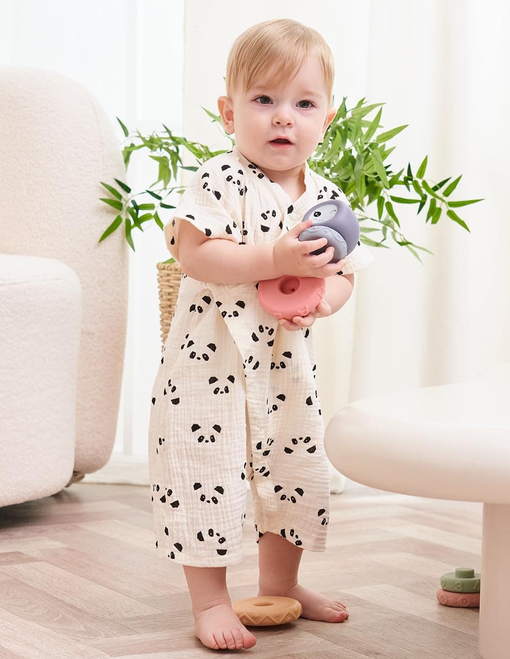 HahaNice Japanese Kimono Baby Thobe Cotton Infant Linen Romper 0-24 Months — view 3