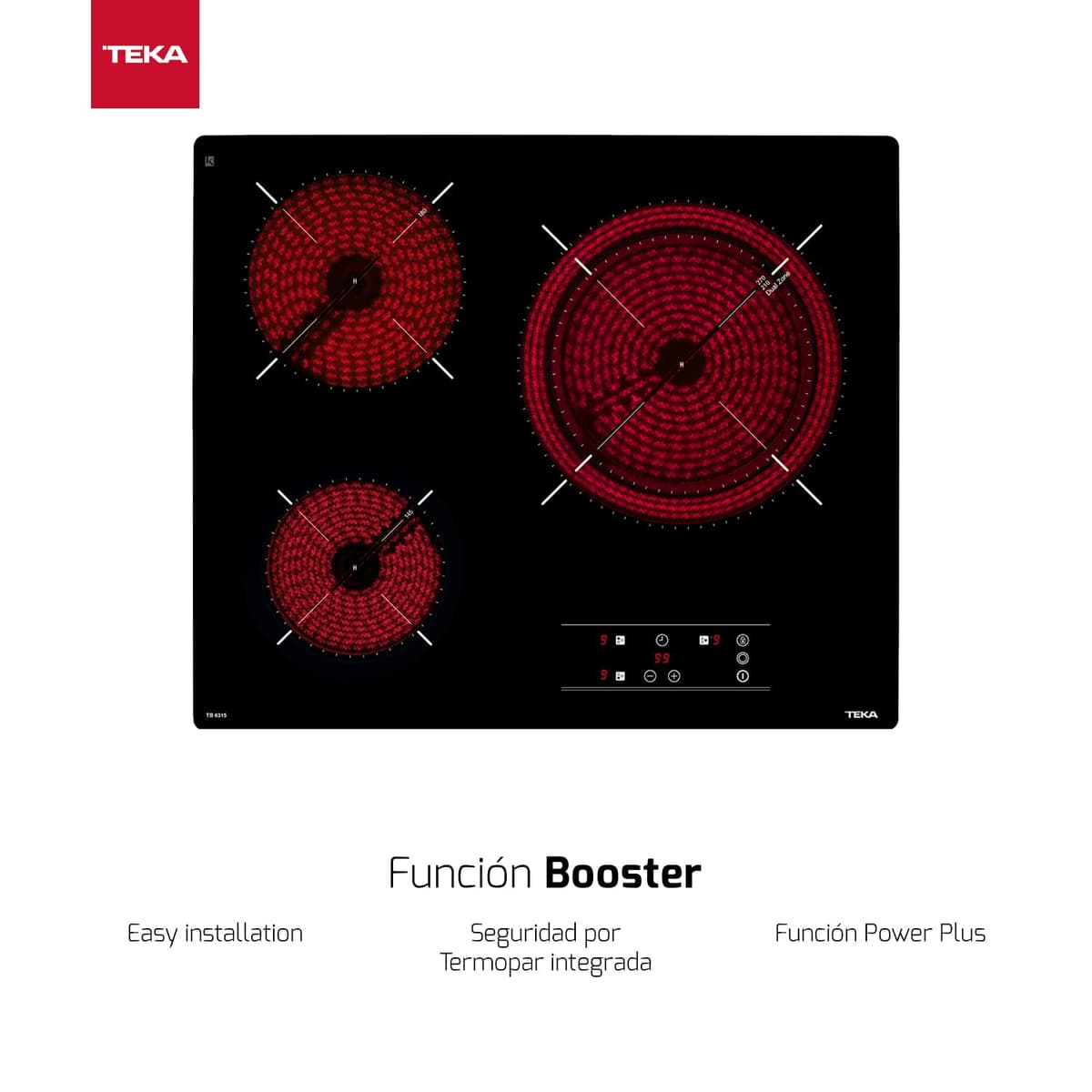 TEKA Placa Vitrocerámica 60 cm, 3 Fuegos, Touch Control, Función Stop & Go, Indicador de Calor Residual, Modelo TB 6315 — view 2