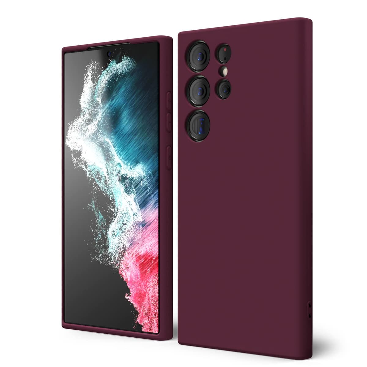 oakxco for Samsung Galaxy S23 Phone Case Liquid Silicone,Cute Thin Slim Soft Rubber TPU Plain Smooth Gel Cover for Women Girl Aesthetic Design, Matte Solid Protective & Shockproof, Burgundy Plum Wine — view 155