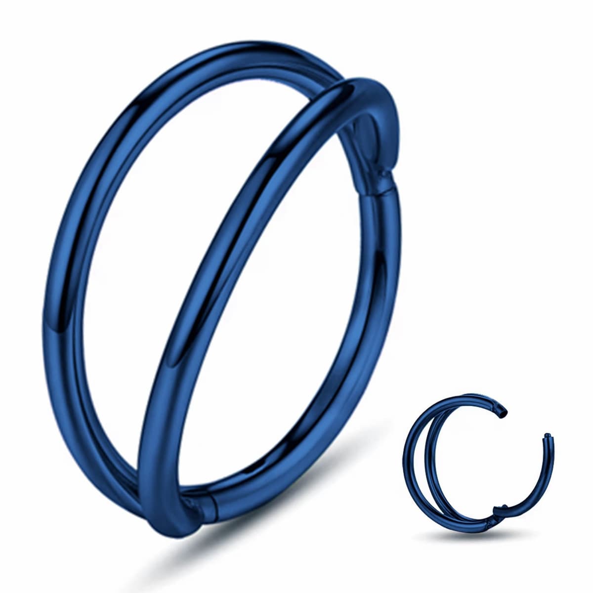 Yrogcu 20G 18G 16G 14G Single/Double Hoop Stainless-Steel Seamless-Hinged-Piercing Segment-Clicker Nose-Ring-Hoop : Diameter 6mm 8mm 10mm 12mm Cartilage Earrings — view 56