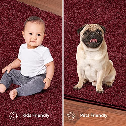 Ambiant Pet Friendly Solid Color Area Rugs Burgundy - 1.5' x 2.25' (18''x27'') Rectangle Mat, Indoor, Perfect for Living Room, Bedroom, Dining Room, Entryway, Doorway, Pet & Kids Friendly Rug — view 6