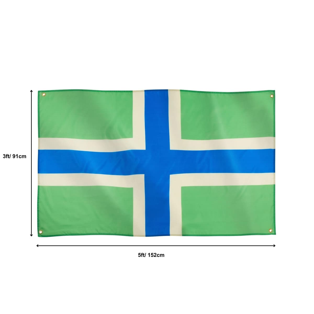 Runesol Cornwall Flag - 91x152cm, 3ft x 5ft, Cornish Flag, 4 Grommets, Eyelet in Every Corner, Premium Quality, Inside & Outside Use, Vivid Colours — view 1084