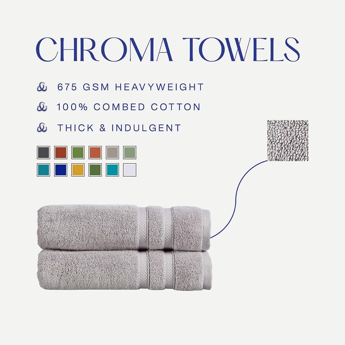Christy Chroma Grey Towel Set | Set of 6 | 2 Bath 2 Hand 2 Face | Highly Absorbent Heavyweight 675GSM | Bold and Bright | Soft Smooth Shower Towels | 100% Cotton | Sustainably Made | Dove Grey — view 5