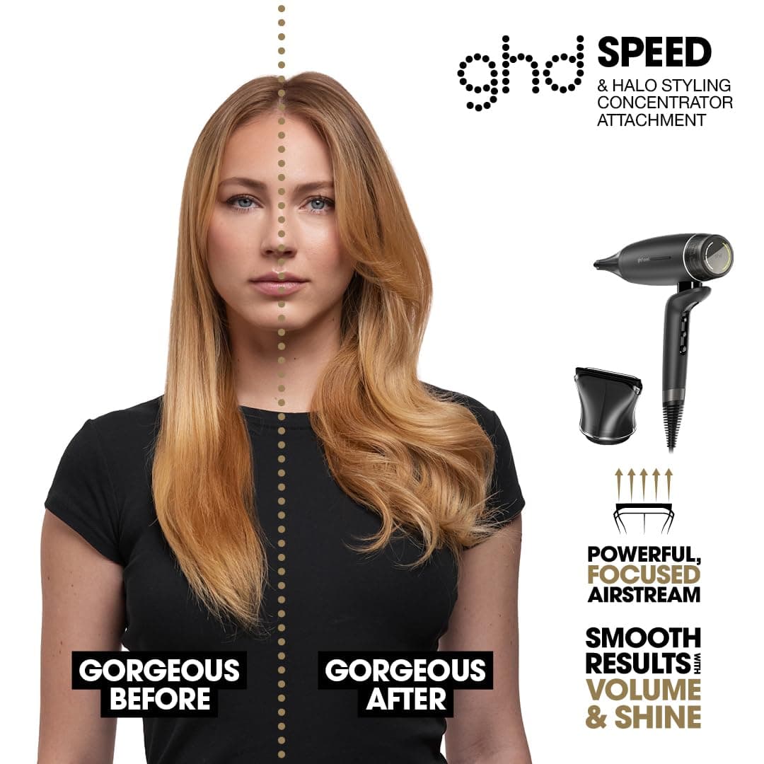 ghd Speed Ionic Hair Dryer in Black - Fast, Quick, Powerful Blow Dries with Control & No Heat Damage, ghd's Best Blow Dryer - for All Hair Types (UK Plug) — view 3