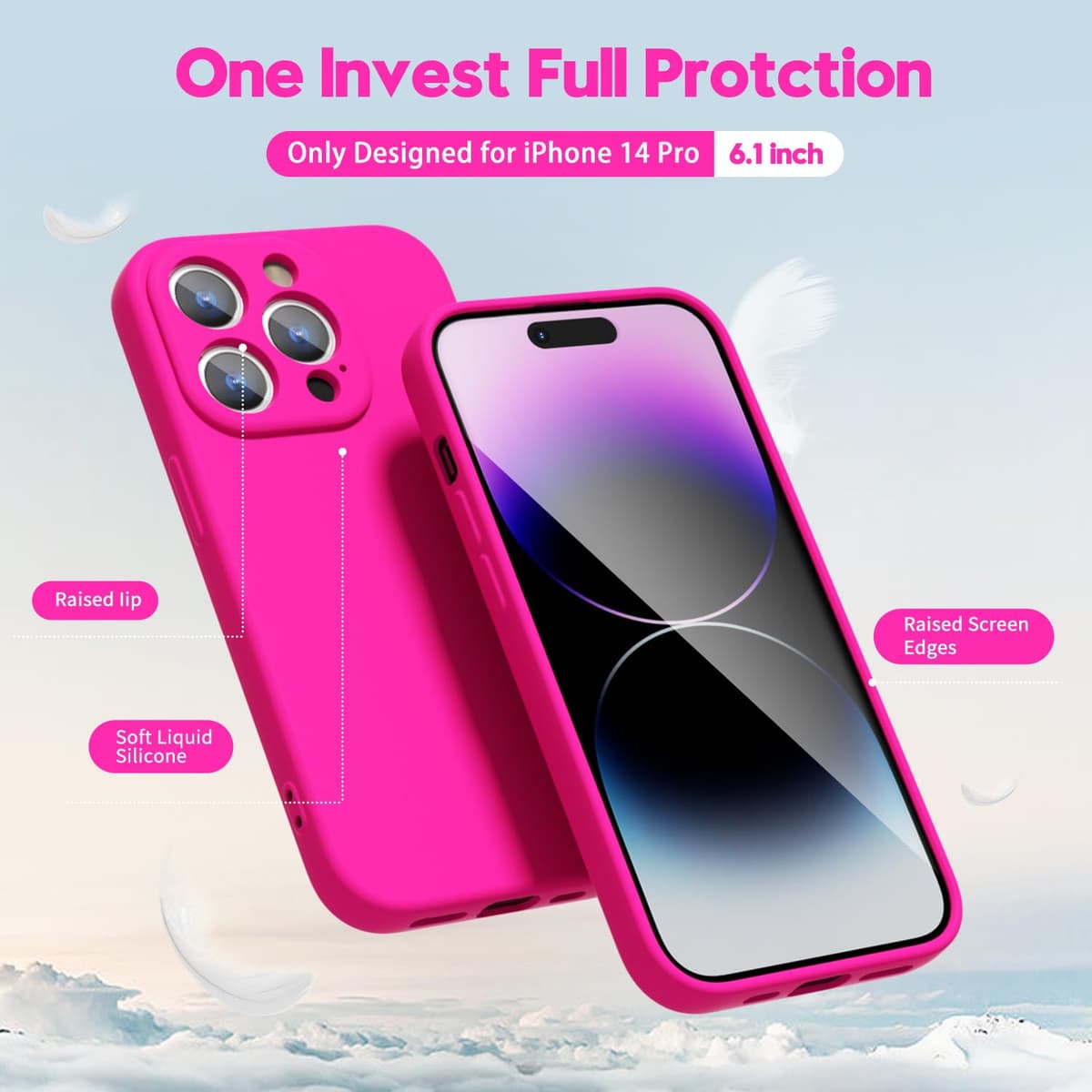 oakxco for iPhone 17 Pro Max Phone Case Liquid Silicone, Cute Thin Slim Grip Soft Rubber Gel for Women Men, Smooth Matte TPU Plain Solid Color Girly Simple Case with Camera Cover, Light Pink — view 1283