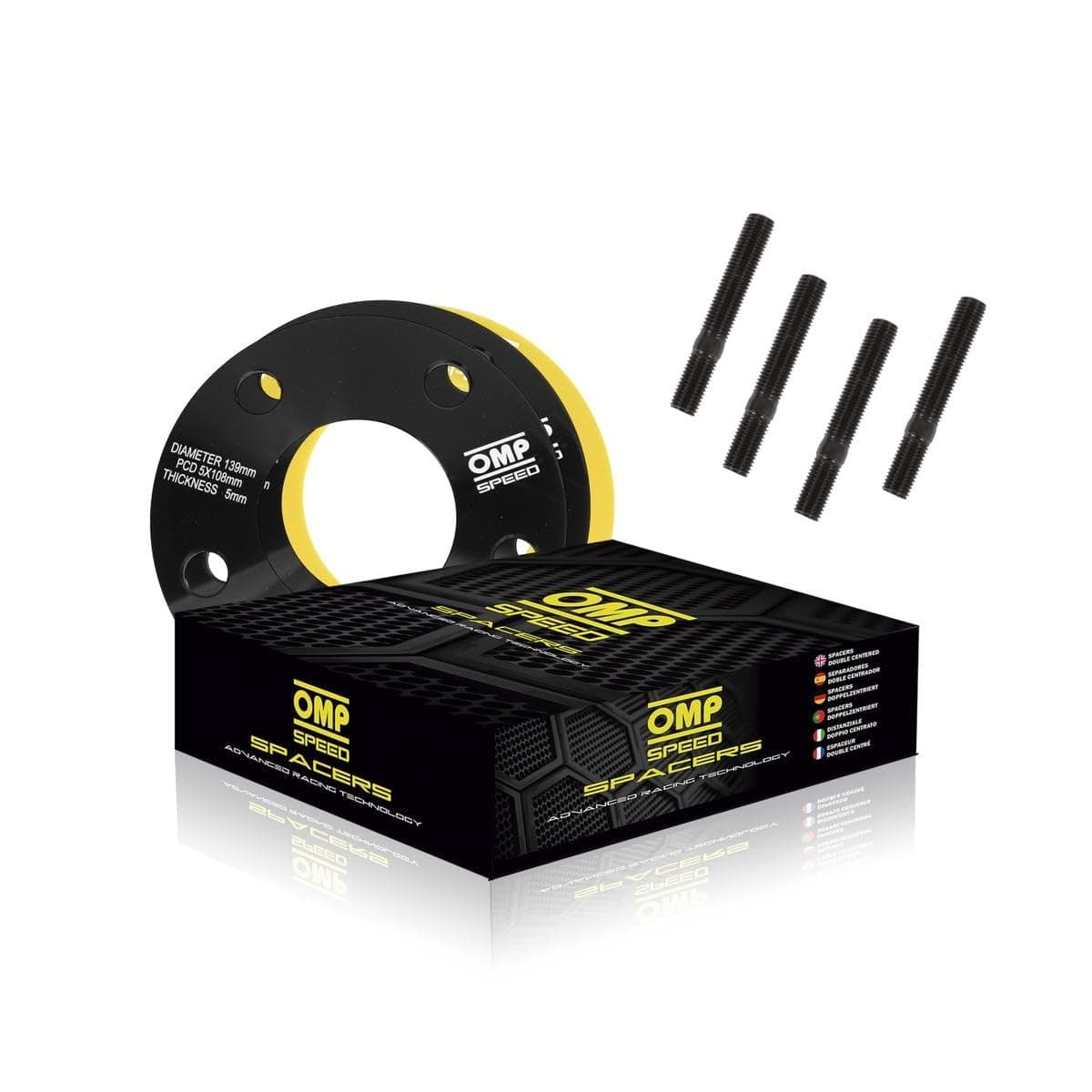 OMP Speed Juego de 2 Separadores Grosor: 5mm PCD: 4x98 CB: 58.1 OD: 139 Tornillo x8 M12x1.25 Conico Negro Aluminio - OMPS08360501 — view 11