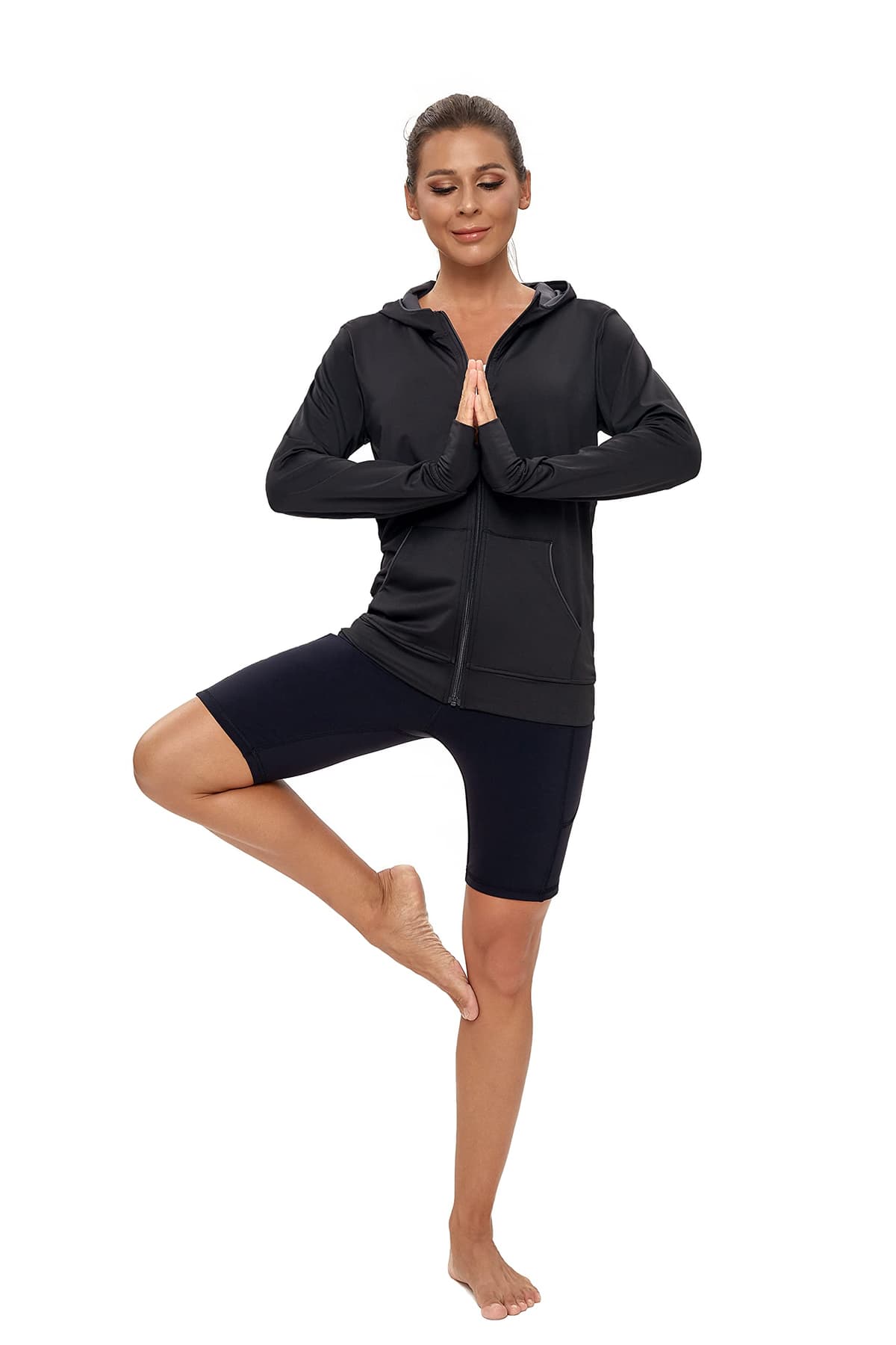 AMZSPORT Chaqueta Deportiva Mujer, Sudadera Capucha Running Cremallera con Bolsillos — view 5