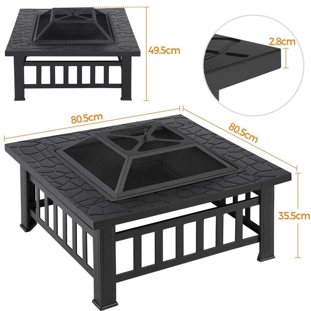 Yaheetech Brasero Exterior Jardin Grande 3 en 1 Chimeneas de Leña para Terraza Estufa al Aire Libre para Camping Cuenco para Hogueras 81x 81x 50cm — view 4