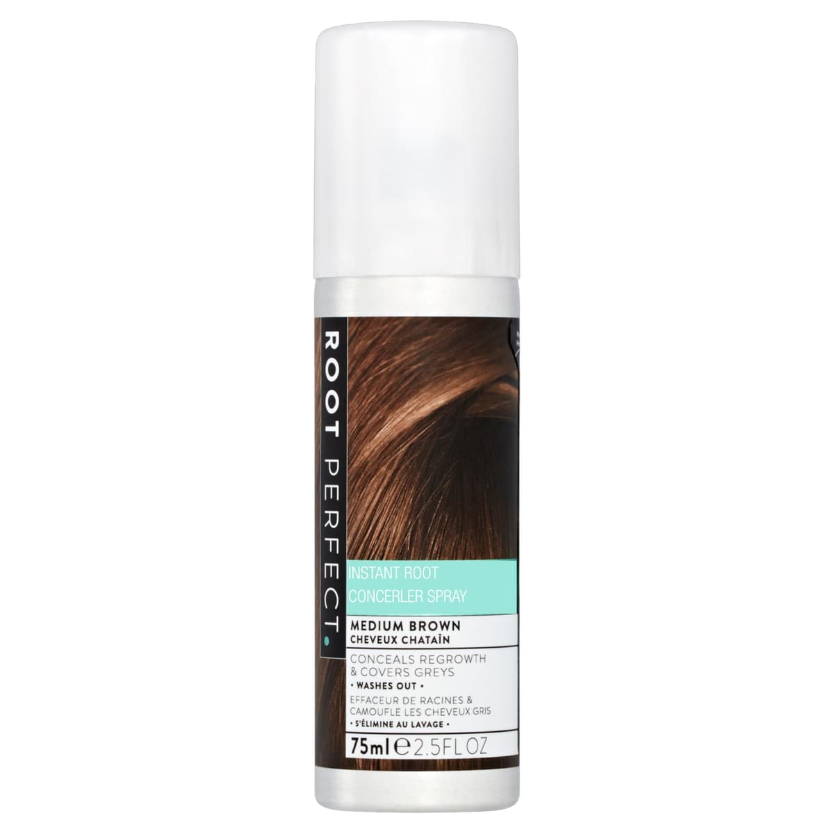 ROOT PERFECT Medium Brown Root Concealer Spray - Hair Color Touch Up for Gray Coverage - Instant Temporary Color - Quick & Easy Application - Undetectable Natural Look 75ml