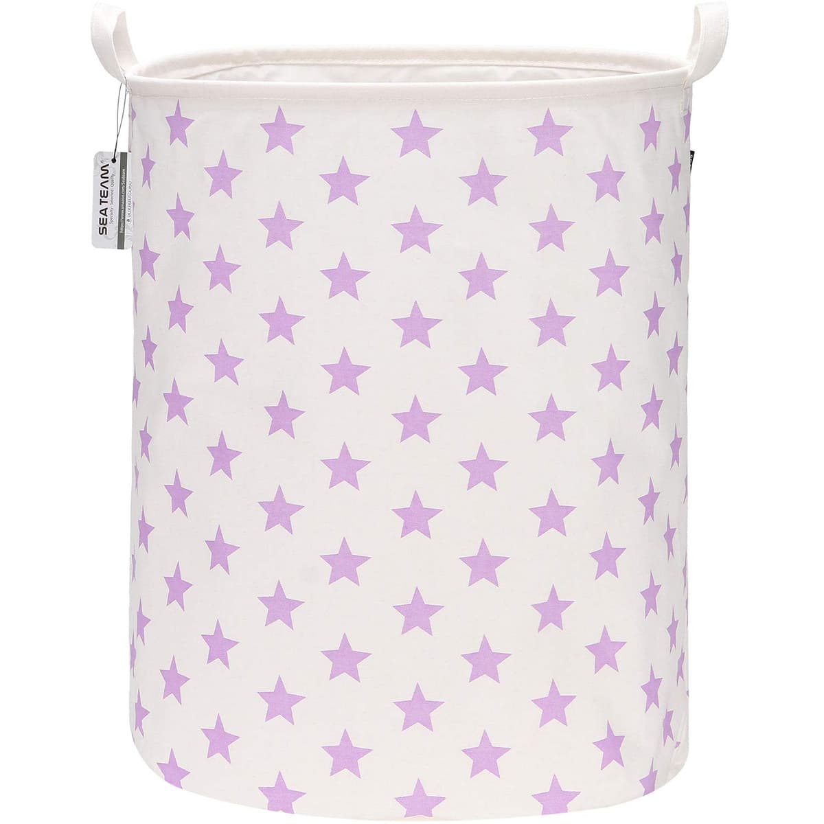 Sea Team 19.7 Inch Large Sized Waterproof Coating Ramie Cotton Fabric Folding Laundry Hamper Bucket Cylindric Burlap Canvas Storage Basket with Stylish Grid Pink Design — view 7