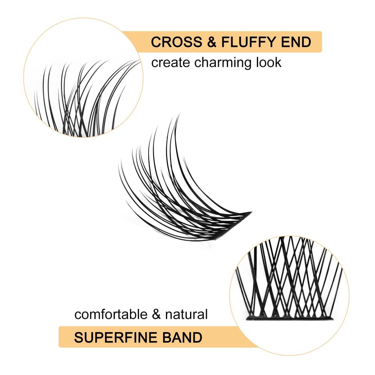 QUEWEL DIY Cluster Lashes - 144 Pcs Wide Stem Individual Eyelashes C Curl MIX8-16mm - Soft & Light For Home Use (Natural-C-MIX8-16) — view 4