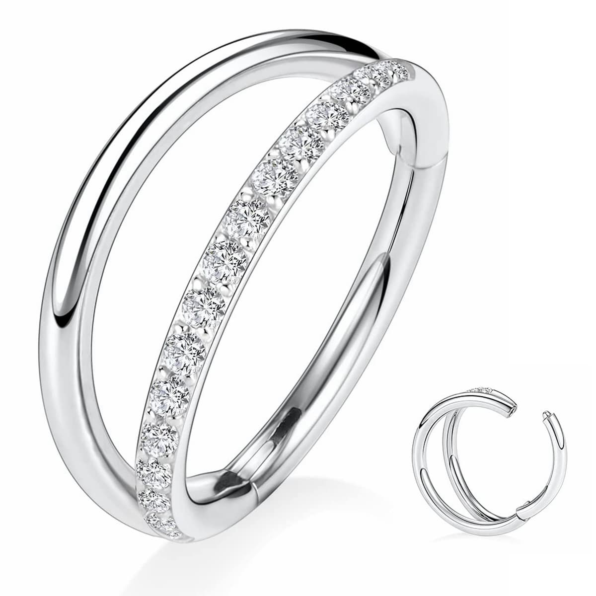 Yrogcu 20G 18G 16G 14G Single/Double Hoop Stainless-Steel Seamless-Hinged-Piercing Segment-Clicker Nose-Ring-Hoop : Diameter 6mm 8mm 10mm 12mm Cartilage Earrings — view 51