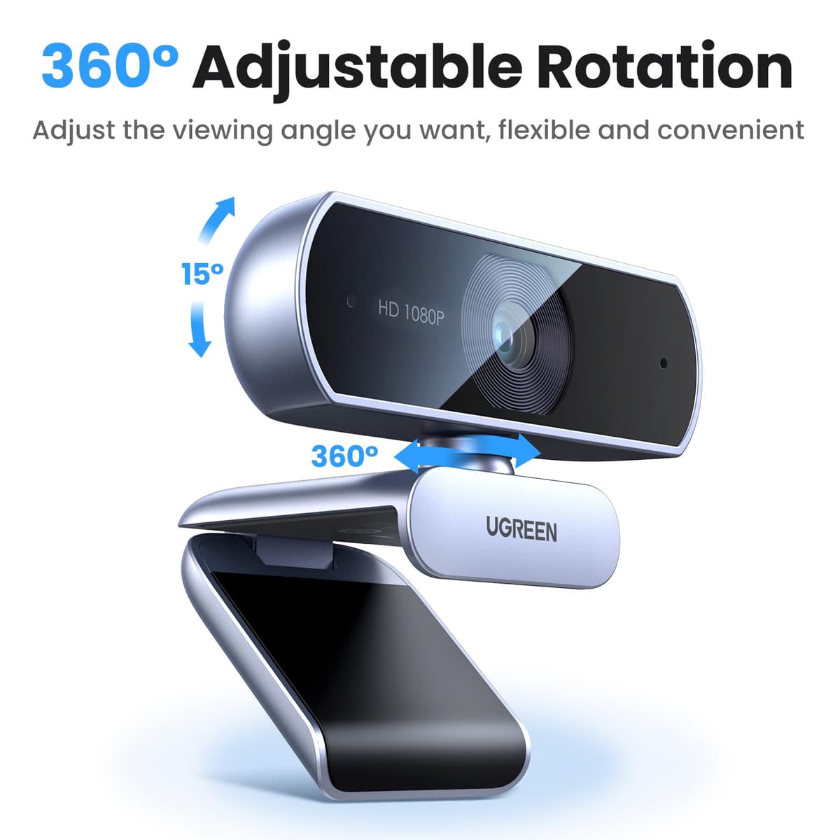 UGREEN Webcam for PC, Full HD 1080P/30fps Webcam for Laptop, Clear Stereo Audio Mics, Auto Light Correction, 85° View Web Cam USB Camera for Live Streaming, Video Calling, Conferences, Switch 2 — view 7