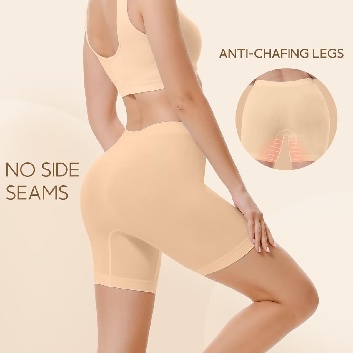 YouShow cycling pants women 3 pack high waist short leg briefs boxer briefs under dress skirt anti chafing short leggings