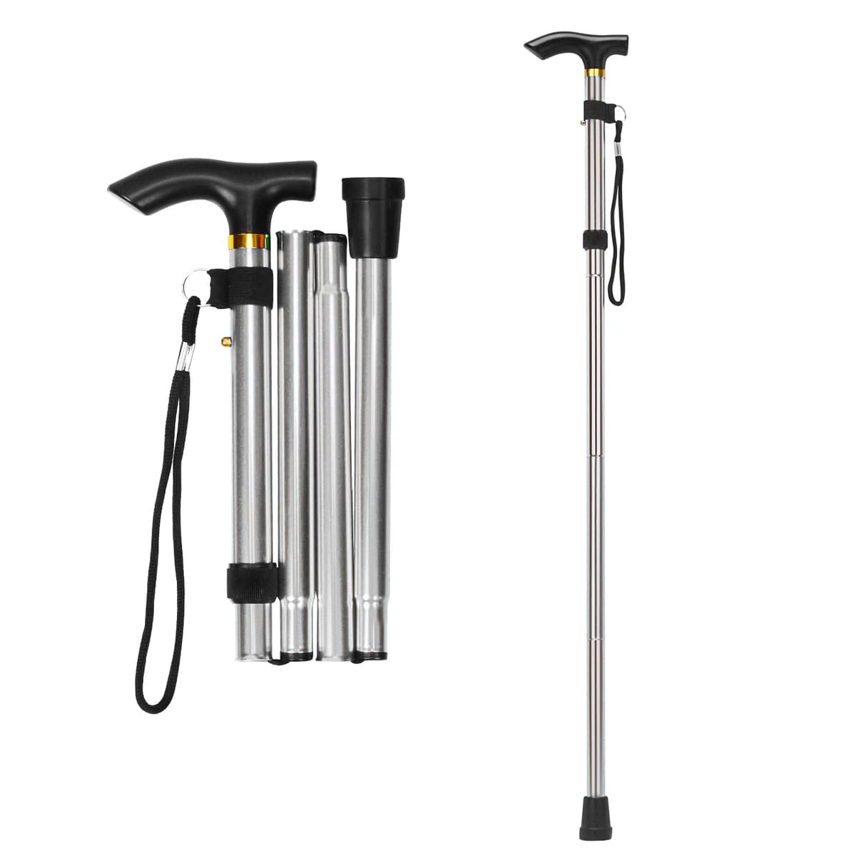 supregear Bastón Plegable, 5 Niveles de Altura Ajustable, Ligero y Portátil para Viaje, Mango en T y Pulsera, Extensible para Personas Mayores y Adultos con Discapacidad — view 25