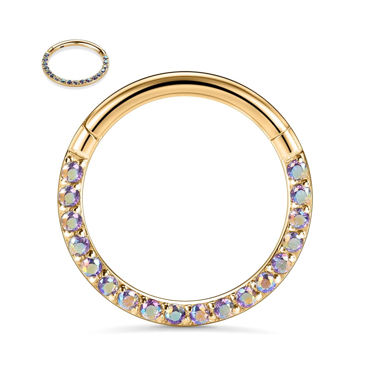hengkaixuan CZ Opal Septum Jewellery Daith Ring Conch Hoop Seamless Clicker Ring Surgical Steel Rook Tragus Conch Piercing Jewellery Small Hoop Earring Nose Hoop Ring — view 18