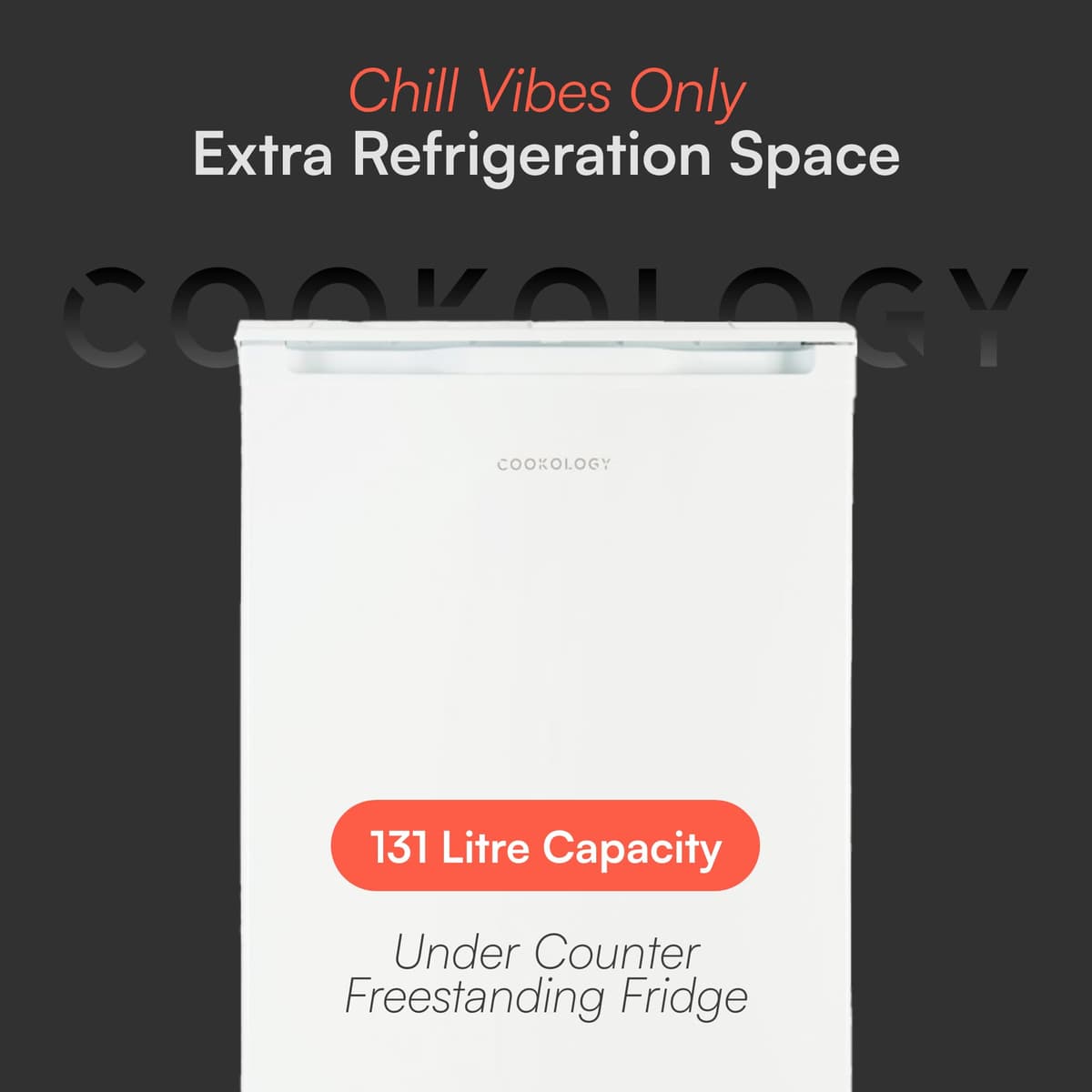 Cookology UCFR130WH under counter Freestanding Fridge in White - 130 Litre Capacity - Adjustable Temperature Control & Legs - Reversible Door — view 2