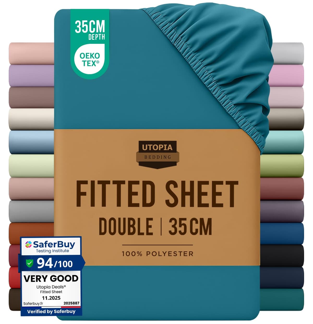Utopia Bedding Fitted Sheet King, Grey - Deep Pocket 14 inch (35 cm) - Easy Care - OEKO-TEX Certified - Soft Brushed Microfibre Fabric - Shrinkage and Fade Resistant - Bottom Sheet — view 100