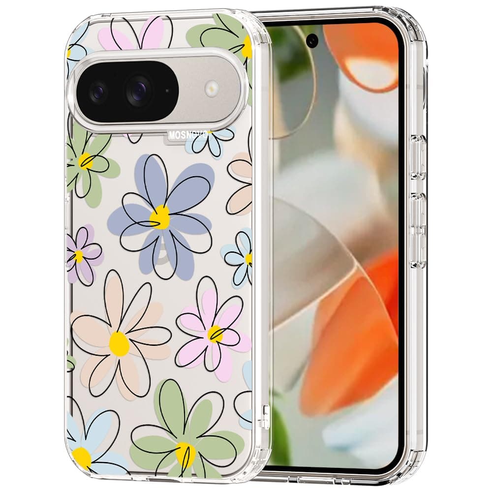 MOSNOVO Case for Google Pixel 9 & Pixel 9 Pro, [Buffertech 6.6ft Military-Grade Drop Protection] [Anti Peel Off Tech] Clear TPU Bumper Phone Case Cover Design - Eucalyptus — view 50