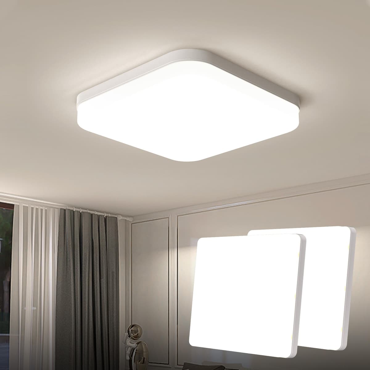EASY EAGLE LED Lámpara de Techo 48W 4800LM Moderna Cuadrada Plafón Luz Led 6500K Lámpara Panel IP44 Impermeable para Baño Sala Dormitorio Cocina Oficina Comedor Ø30CM — view 29