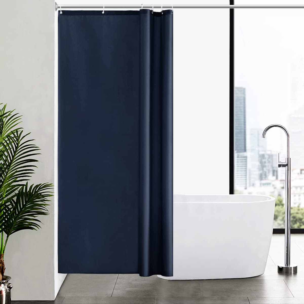 Furlinic Cortina Ducha 200x200cm Antimoho Impermeable Lavable Blanco Tela Poliéster Grandes Cortinas de Baño con 12 Aros de Cortina Ducha. — view 66