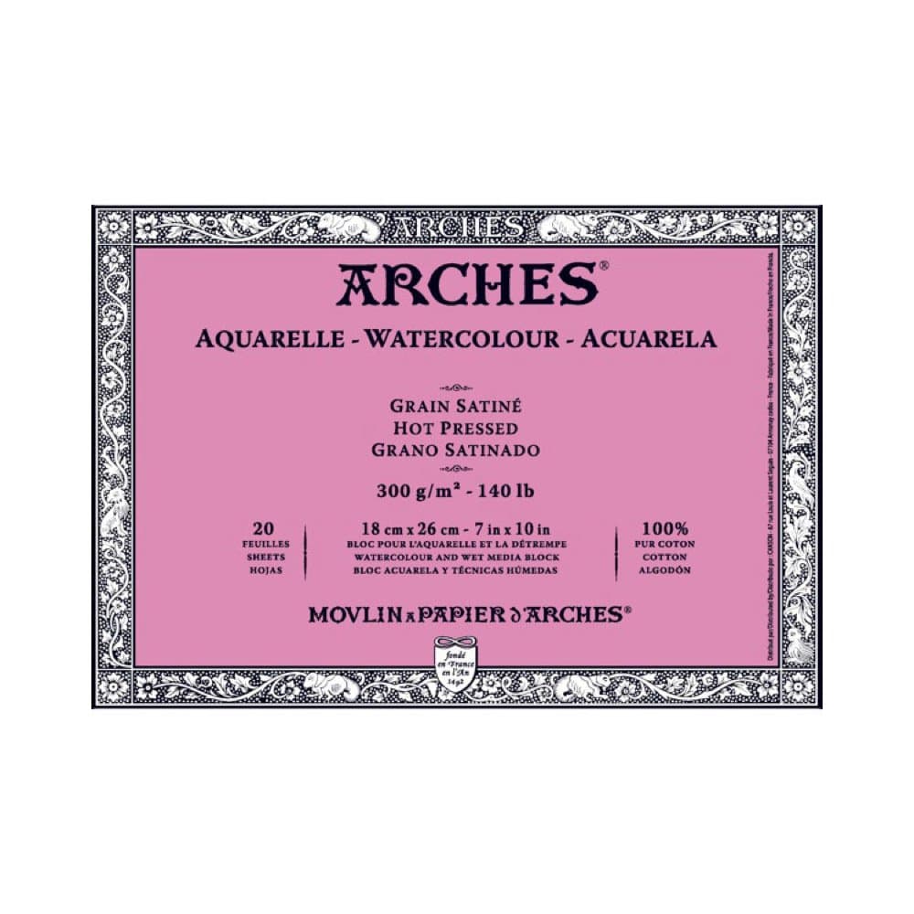 Arches - Papel de acuarela, bloc 12 hojas engomado 1 lado, grano fino, 300 g/m², 23 x 31 cm — view 4