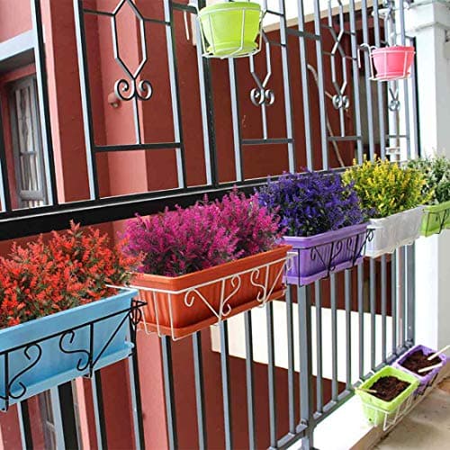 RECUTMS Artificial Greenery Lavender Fake Shrubs Flowers 8 Bundles UV Resistant Hanging Planter Flora Fence Indoor Outside Decor Wedding Table Flowers Arrangement Bouquet Filler (Purple) — view 5