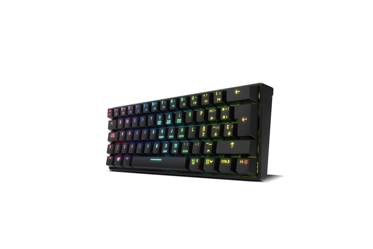 KROM Kalista - Teclado Gaming de Membrana RGB Rainbow, Formato 62%, Modo Gaming, N-19 Anti-ghosting, Windows | Mac, Layout español, Negro — view 8