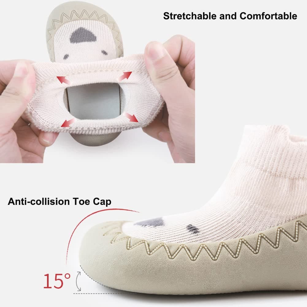 Toddler Sock Shoes Cute Baby First Walking Shoes Soft Sole with Grips for Boys Girls — view 4