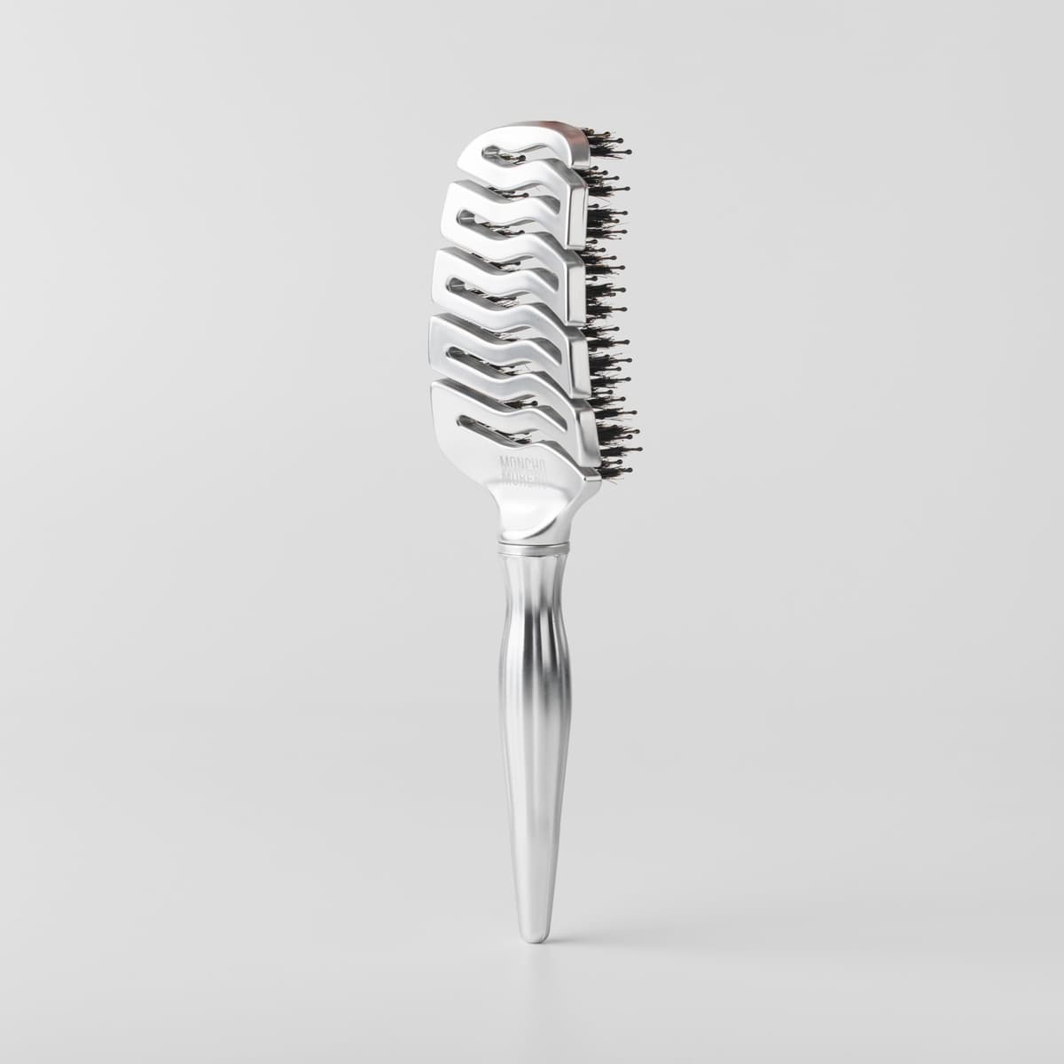 MONCHO MORENO Magic Brush - Cepillo Desenredante Sin Tirones para Cabello Seco - Antirotura y Antifrizz con Púas de Jabalí, Aporta Brillo Natural - Cabello Fino, Grueso y Rizado (Metalizado) — view 2