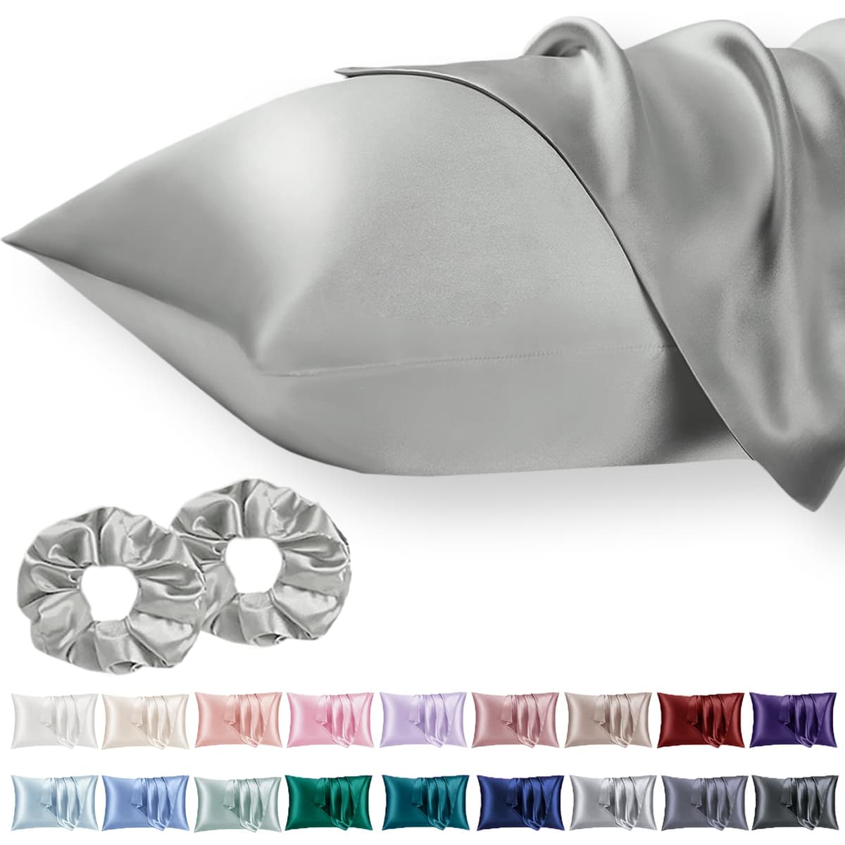 Vielit 2 Pack Satin Pillowcase for Hair and Skin Cooling,Soft as Silk Pillowcase for Hair and Skin,Easier Care than Silk Pillow Case Beige 50x75cm Gifts for Women Envelope & 2 Scrunchies — view 108