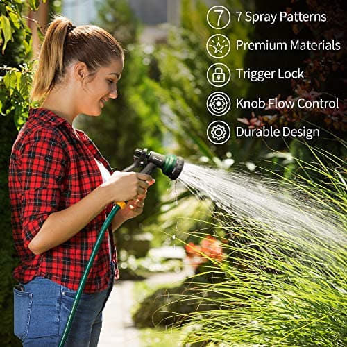 AUTOMAN-Garden-Hose-Nozzle, ABS Water Spray Nozzle with 7 Adjustable Watering Patterns, Slip Resistant for Watering Plants, Lawn& Garden, Washing Cars, Cleaning, Showering Pets & Outdoor Fun. — view 6