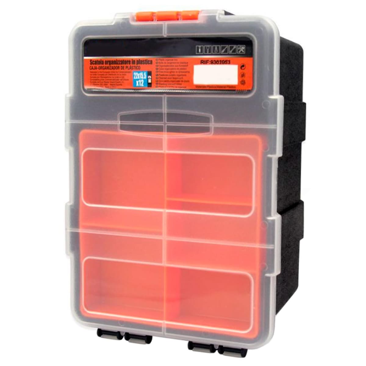 AC - Caja organizadora con múltiples Compartimentos y Bandeja Interior - Plástico - Almacenamiento de Herramientas, Tornillos, Accesorios Pesca - 22 x 15,5 x 6 cm — view 4